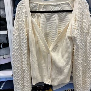 Chic Cream Knit  Cardigan Sweater